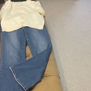 Paris Hilton Cream Button-Up Blouse